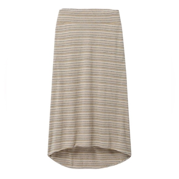 prAna Jasmine Maxi Hi-Low Skirt XL Stone Stripe - Picture 1 of 8